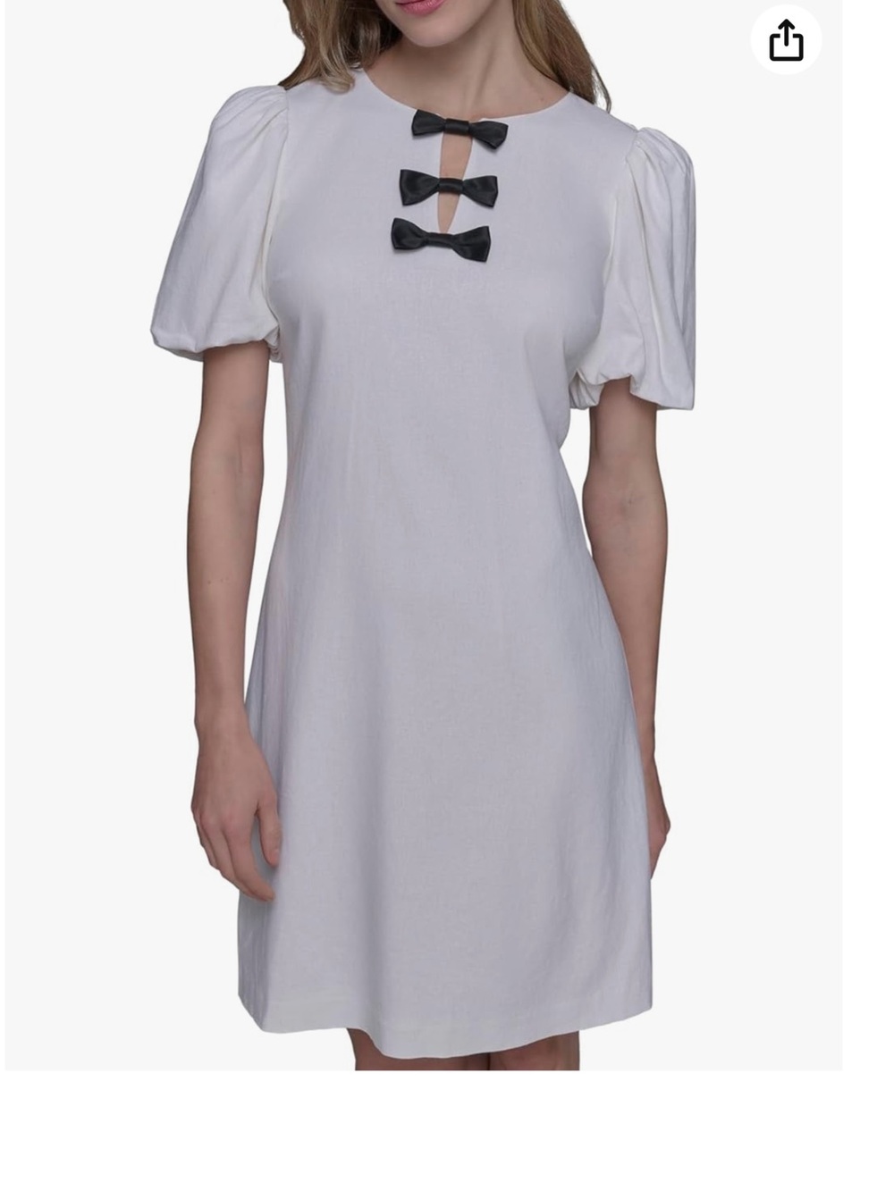 Karl Lagerfeld White Mini Dress with Black Bow Trim